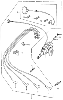 1982 Honda Accord Distributor Assembly (Td-13C) (Tec) Diagram for 30100-PC2-674