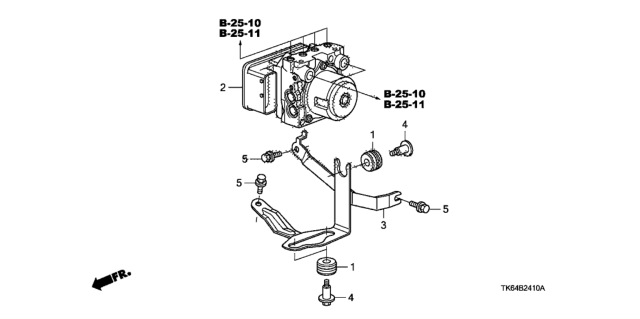 2009 Honda Fit Modulator Assembly, Abs Diagram for 57110-TK6-305