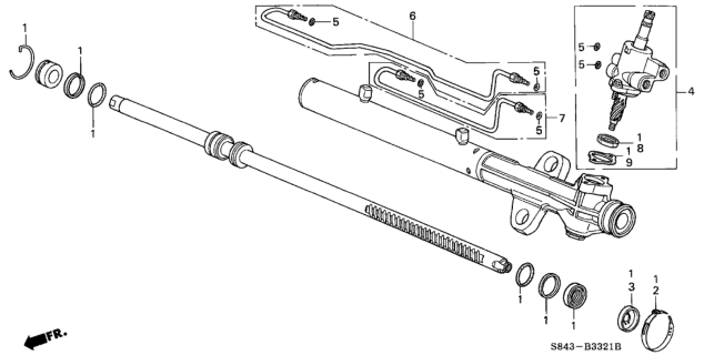 2002 Honda Accord 4 Door LX (V6) KA 4AT P.S. Gear Box Components (V6) Diagram