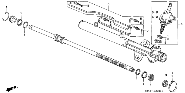 2002 Honda Accord P.S. Gear Box Components (V6) Diagram