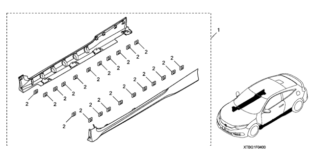 2020 Honda Civic 2 Door LX KA CVT Spoiler - Side Underbody Diagram