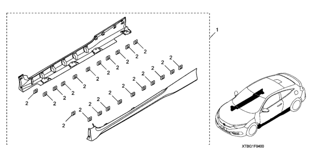 2020 Honda Civic Spoiler - Side Underbody Diagram