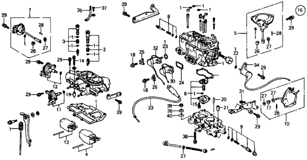 1978 Honda Civic Gasket Set, Carburetor Diagram for 16010-657-672