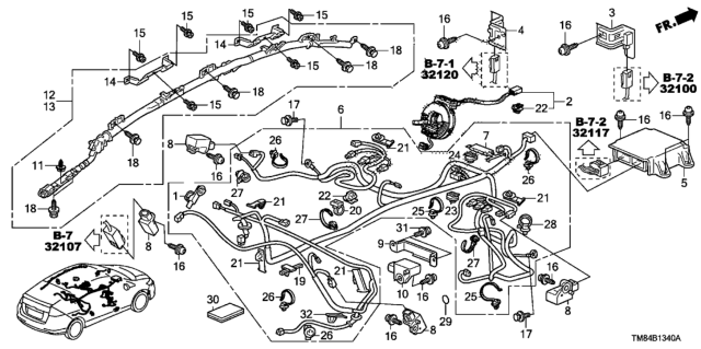 2010 Honda Insight Sensor Assy., Satellite Safing(Denso) Diagram for 77975-SMA-J21