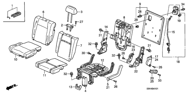 2006 Honda Pilot Frame, R. RR. Seat-Back Diagram for 82126-S9V-A01