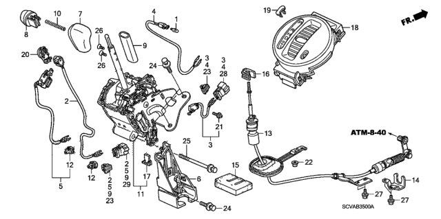 2007 Honda Element Escutcheon, Console (Graphite Black) Diagram for 54710-SCV-A84ZC