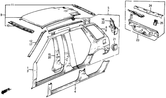 1986 Honda Civic Outer Panel Diagram