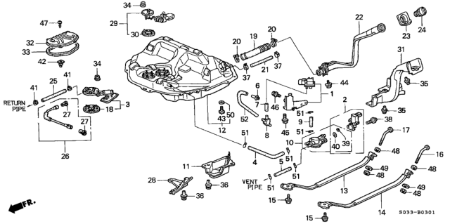 1998 Honda Civic 3 Door DX KA 5MT Fuel Tank Diagram