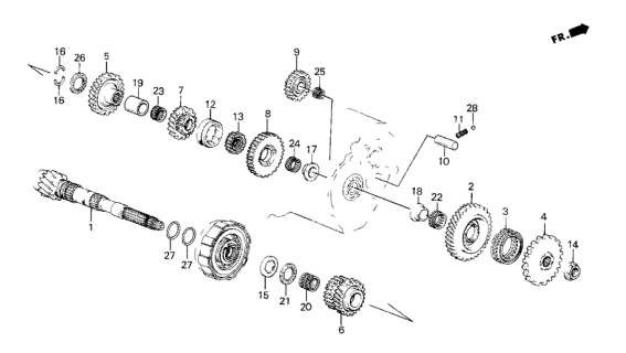1987 Honda CRX 2 Door DX KA 4AT 4AT Countershaft Diagram
