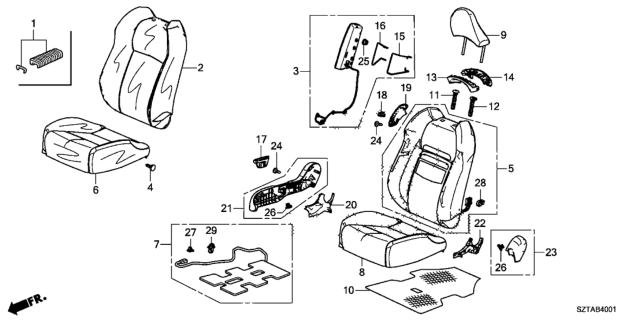 2013 Honda CR-Z Front Seat (Passenger Side) Diagram