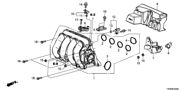 2020 Honda Clarity Plug-In Hybrid Manifold Complete, In Diagram for 17100-5WJ-A01