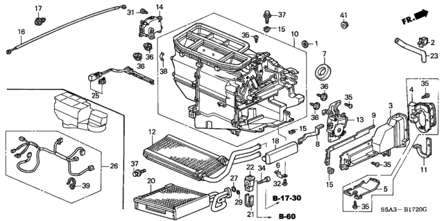 2001 Honda Civic Sub-Harness, Air Conditioner Diagram for 80650-S5A-A11