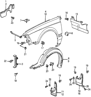 1983 Honda Accord 3 Door LX KH HMT Front Fender Diagram