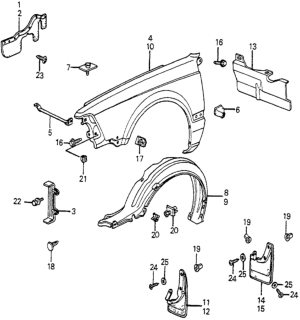 1982 Honda Accord Cowl Assy., L. FR. Inside Diagram for 61150-SA5-000