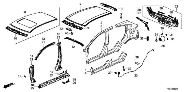 2018 Honda HR-V Panel, Roof Diagram for 62100-T7W-305ZZ