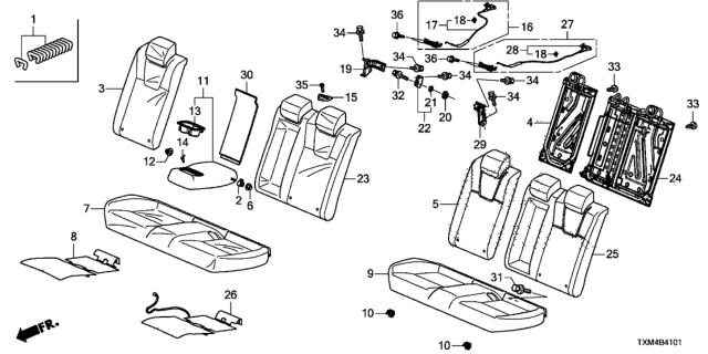 2021 Honda Insight Cover, Left Rear Seat-Back Trim (Deep Black) Diagram for 82521-TXM-A41ZB