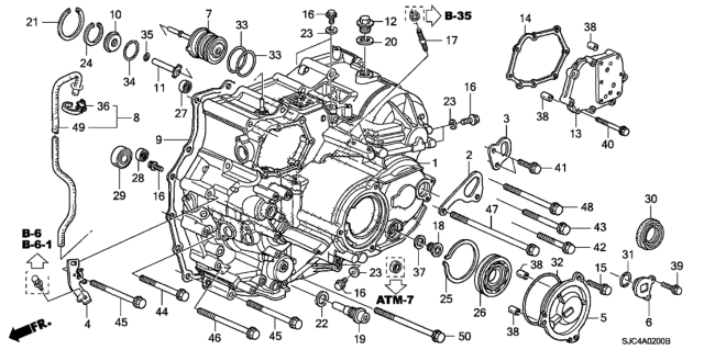 2013 Honda Ridgeline AT Transmission Case Diagram