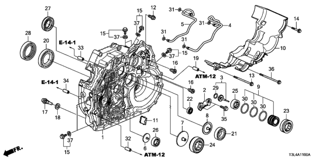 2014 Honda Accord AT Torque Converter Case Diagram