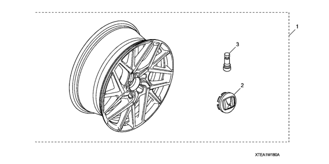 2019 Honda Civic 2 Door TOUR (TURBO) KA CVT Alloy Wheel Diagram 1