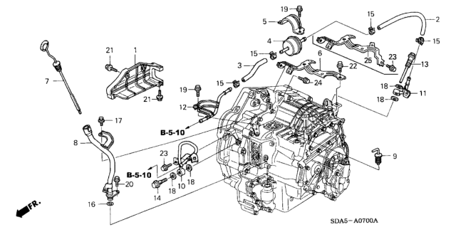 2003 Honda Accord 4 Door LX (SIDE SRS) KL 5AT AT Oil Level Gauge - ATF Pipe (L4) Diagram
