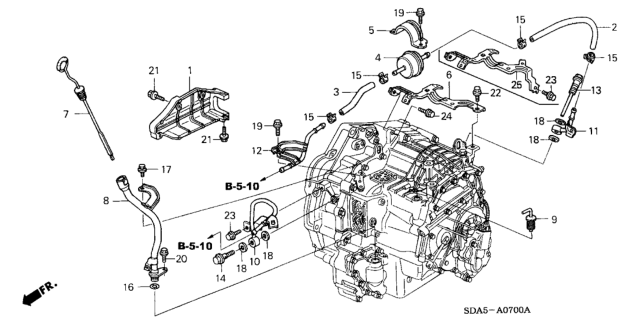 2004 Honda Accord AT Oil Level Gauge - ATF Pipe (L4) Diagram