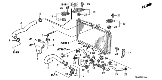 2007 Honda Accord Hose (390MM) (ATf) Diagram for 25214-RAA-006