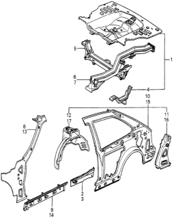 1980 Honda Accord 3 Door LX KA 5MT Body Structure Components Diagram 3