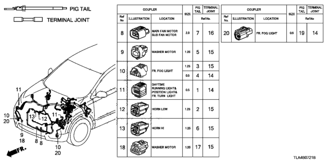 2017 Honda CR-V Electrical Connectors (Front) (Led) Diagram