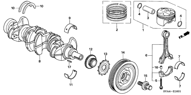 2007 Honda Civic Pulley, Crankshaft Diagram for 13810-RRB-A01