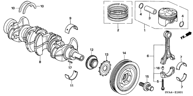 2007 Honda Civic Piston Set B (Std) Diagram for 13020-PRB-A01