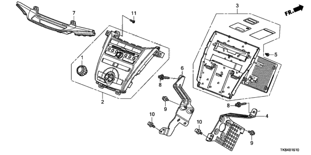 2011 Honda Odyssey Bracket, R. Radio Diagram for 39111-TK8-A00