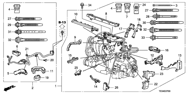 2009 Honda Accord Wire Harness, Engine Diagram for 32110-R40-A01