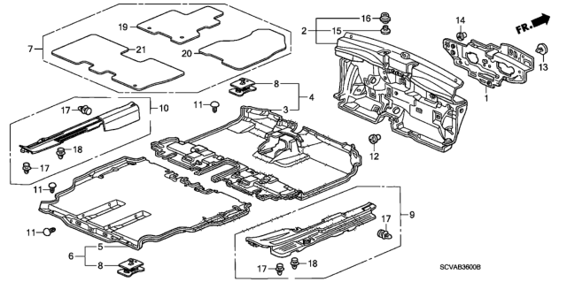 2009 Honda Element Floor Mat, R. FR. *NH486L* (EX DARK METAL) Diagram for 83602-SCV-A94ZB