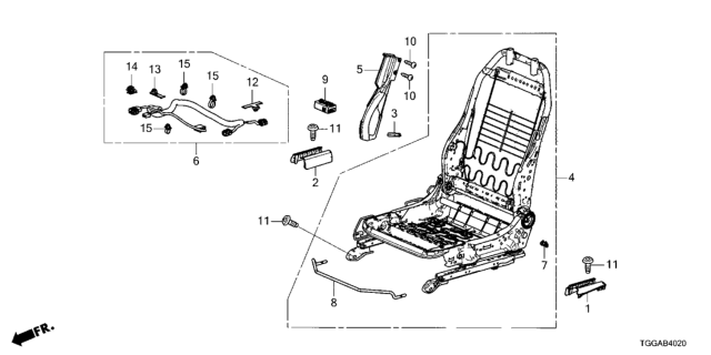2021 Honda Civic Front Seat Components (Passenger Side) (Manual Seat) Diagram