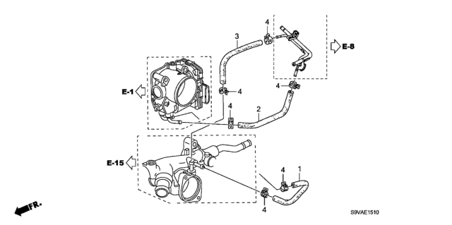 2008 Honda Pilot 5 Door LX-VP (2WD) KA 5AT Water Hose Diagram