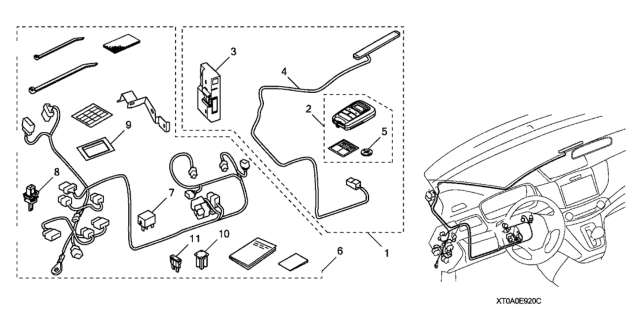 2015 Honda CR-V 5 Door EX (2WD) KA CVT Remote Engine Starter & Attachment Kit Diagram