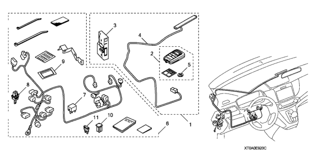 2016 Honda CR-V Remote Engine Starter & Attachment Kit Diagram