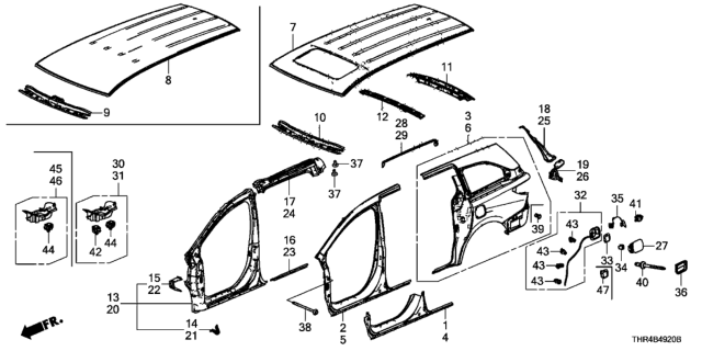 2018 Honda Odyssey Stiffener, L. RR. Combination Diagram for 63730-THR-A01ZZ