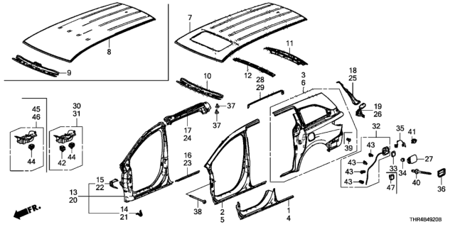 2018 Honda Odyssey Lid, Fuel Filler Diagram for 63910-THR-A01ZZ