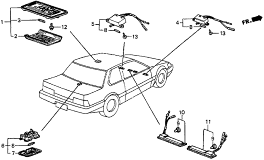 1987 Honda Prelude Light Assembly, Interior (Half Black) Diagram for 34250-SB0-013ZE