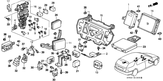 1994 Honda Accord Control Unit, Door & Trunk Lock Keyless Diagram for 38380-SV5-A01