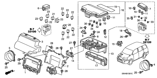 2005 Honda Pilot Ecu Diagram for 37820-PVJ-306