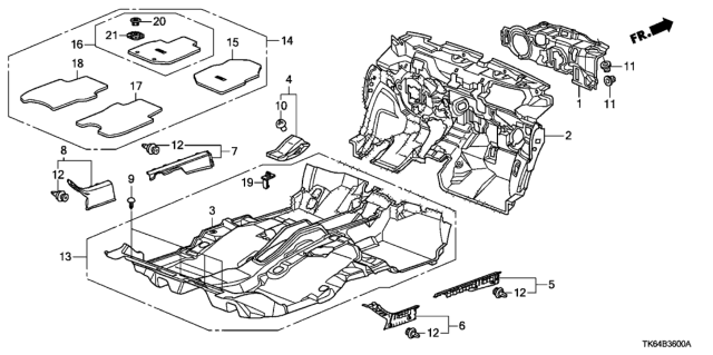 2012 Honda Fit Garnish Assy., R. FR. Side *NH167L* (GRAPHITE BLACK) Diagram for 84201-TF2-J01ZA