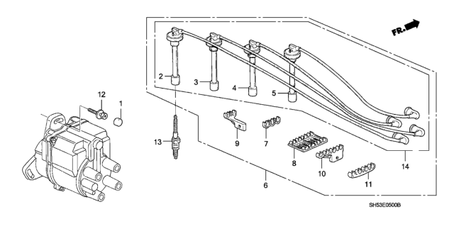 1991 Honda Civic High Tension Cord - Spark Plug Diagram