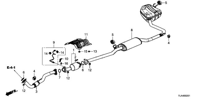 2017 Honda CR-V Muffler, Exhuast Diagram for 18307-TLD-A04