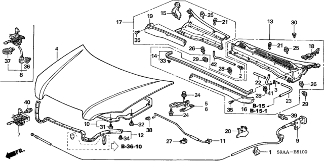 2006 Honda CR-V Engine Hood Diagram