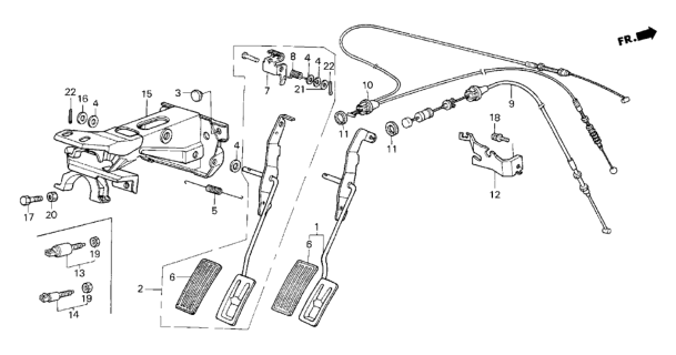 1985 Honda CRX Bracket, Pedal Diagram for 46590-SB2-710