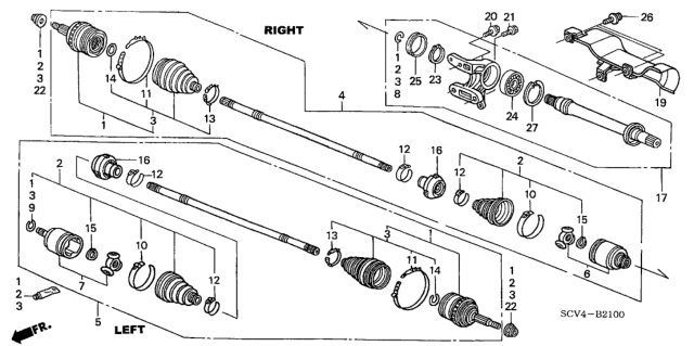 2003 Honda Element Driveshaft - Half Shaft Diagram