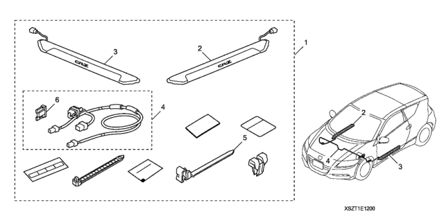 2011 Honda CR-Z Harness, Step Illumination Diagram for 08E12-SZT-00030