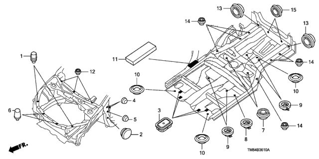 2010 Honda Insight Grommet (Front) Diagram